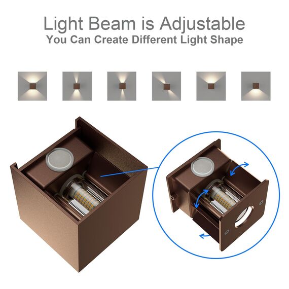 Klighten 2 Stück LED Wandleuchte mit Bewegungsmelder Innen/Außen 3000K Außenlampe mit Bewegungsmelder Wandlampe Einstellbar Abstrahlwinkel, mit Austauschbarer G9 LED Lampe (Bronze)