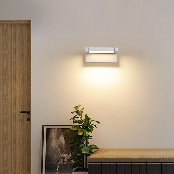 KUKAK Wandleuchte Außen Innen 22W LED,Außenleuchte Außenlampe Wand,IP65 wasserdichte Außenwandleuchte 3000K Warmweiß Aussenleuchte,Wandlampe mit 350° Schwenkbar Panel für Garten Terrasse Balkon Weiß