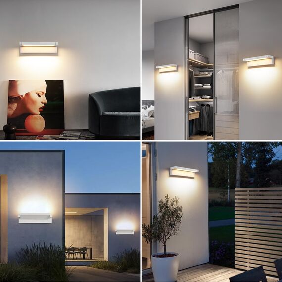 KUKAK Außenleuchte 36W LED,Wandleuchte Außenlampe Wand, IP65 wasserdichte Außenwandleuchte 3000K Warmweiß Aussenleuchte,Wandlampe Außen Innen mit 350° Schwenkbar Panel für Garten Terrasse Balkon Weiß