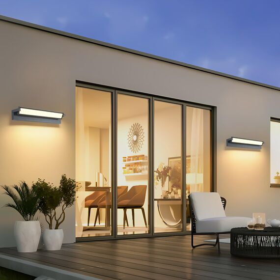 KUKAK 52W Außenlampe Wand,LED Wandleuchte Aussen Innen,Aussenleuchte mit 350° Schwenkbar Panel 3000K Wandlampe,IP65 Wasserdichte Außenwandleuchte für Garten Terrasse Dunkelgrau