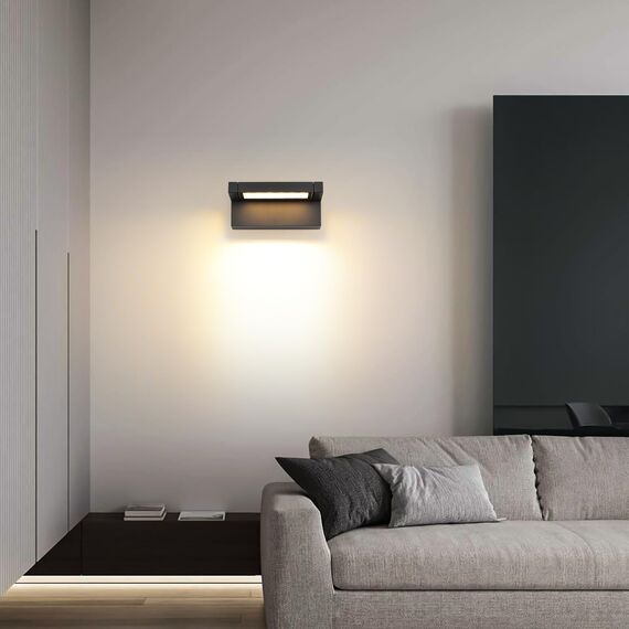 Wandleuchte Außen Innen 22W LED,Außenleuchte Außenlampe Wand,IP65 wasserdichte Außenwandleuchte 3000K Warmweiß Aussenleuchte,Wandlampe mit 350° Schwenkbar Panel für Garten Terrasse Balkon Schwarz