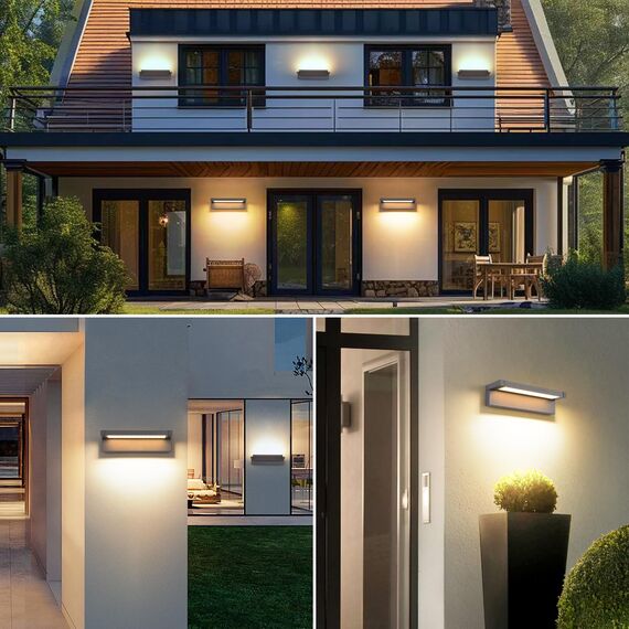 Außenleuchte 36W LED,Wandleuchte Außenlampe Wand, IP65 wasserdichte Außenwandleuchte 3000K Warmweiß Aussenleuchte,Wandlampe Außen Innen mit 350° Schwenkbar Panel für Garten Terrasse Balkon Dunkelgrau