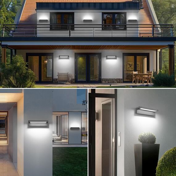 LED Außenleuchte,36W Wandlampe Außen Innen,Außenlampe Wand IP65 wasserdichte Außenwandleuchte 6500K Kaltweiß Aussenleuchte,Wandleuchte mit 350° Schwenkbar Panel für Garten Terrasse Balkon Dunkelgrau