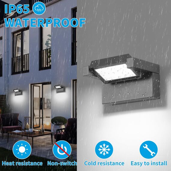 Außenleuchte Wand 12W LED,Wandleuchte Außen Innen,IP65 wasserdichte Außenwandleuchte 6500K Kaltweiß Aussenleuchte,Wandlampe mit 350° Schwenkbar Panel, Außenlampe für Garten Terrasse Balkon Dunkelgrau