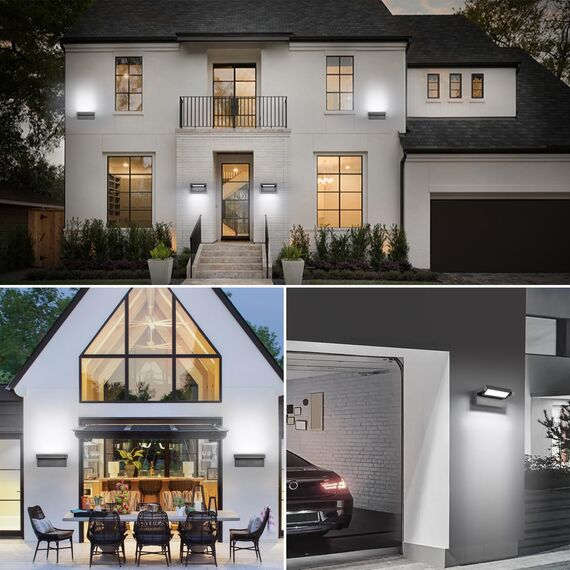 Wandleuchte Außen Innen 22W LED,Außenleuchte Außenlampe Wand,IP65 wasserdichte Außenwandleuchte 6500K Kaltweiß Aussenleuchte,Wandlampe mit 350° Schwenkbar Panel für Garten Terrasse Balkon Dunkelgrau