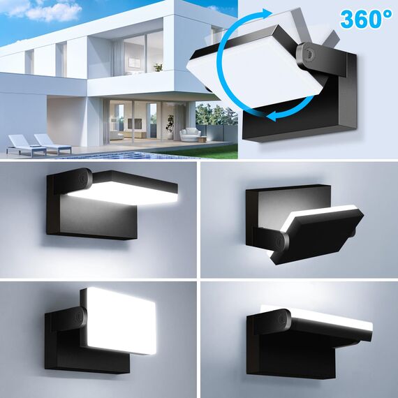 ledmo 4 Pack 60W LED Wandleuchte Aussen/Innen 5000 Lumen Modern Wandlampe Außen KaltWeiß 6000K Außenwandleuchte mit 360° Schwenkbar LED Panel Außenlampe Wasserdicht IP65 für Terrasse Eingang Garten