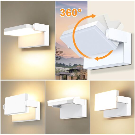 ledmo 4 Pack 60W Aussen Wandleuchten LED 5000 Lumen Weiß wandlampen Außen mit 360° Schwenkbar LED Panel Außenlampen Warmweiß 3000K Wasserdicht IP65 für Terrasse Eingang Garten