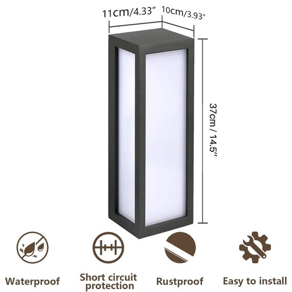 EBION Aussenlampe Wand,Wandleuchte Aussen Wandlampe E27，AußEnlampe,Aluminium + PC Wandlampe, Wandleuchten,Outdoor Wall Sconce,IP54 AußEnleuchte Anthrazit (Ohne Leuchtmittel)
