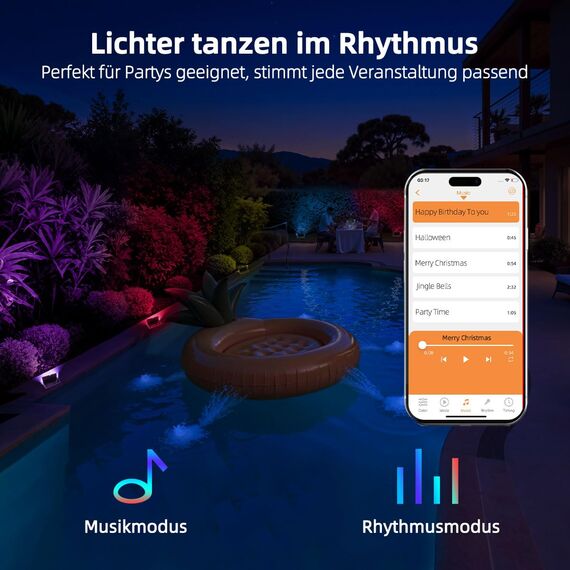 iLC RGB LED Strahler 80W, RGBW-Farbwechsel Flutlicht entspricht 800 W, 16 million Farben Gruppierung Timer, 2700K Warmweiß, Wasserschutzart IP66 Außen Innen (2er-Pack)