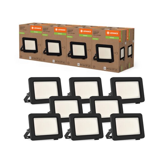 LEDVANCE LED-Flutlicht mit Energieeffizienzklasse A, schwarzes Aluminiumgehäuse, 5 W, 870 lm, für Außenanwendungen, kompaktes Design, leichtes Gewicht, einfache Montage, 8-pack
