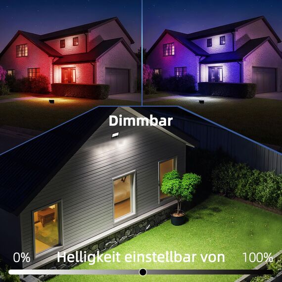 iLC RGB LED Strahler 80W, RGBW-Farbwechsel Flutlicht entspricht 800 W, 16 million Farben Gruppierung Timer, 2700K Warmweiß, Wasserschutzart IP66 Außen Innen (2er-Pack)