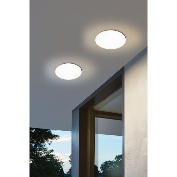 EGLO LED Deckenlampe außen Ronoco, Außenleuchte für Wand und Decke, Outdoor Deckenleuchte aus Metall und Kunststoff in Weiß, warmweiß, IP44, ? 22 cm