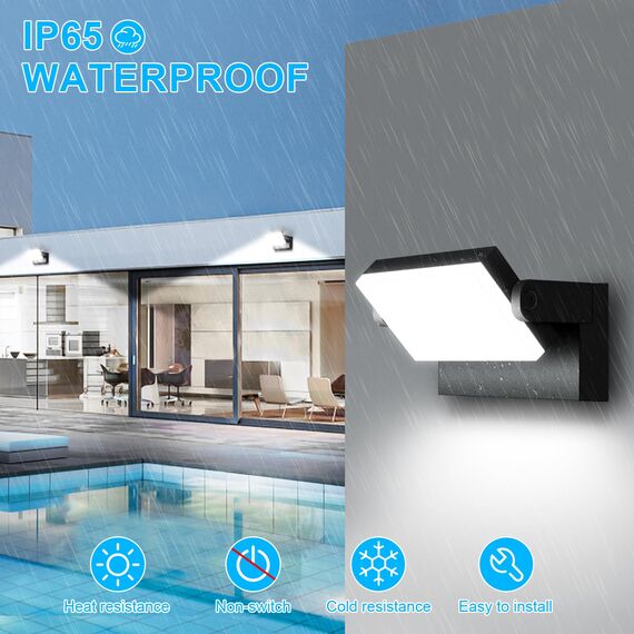 ledmo 4 Pack 60W LED Wandleuchte Aussen/Innen 5000 Lumen Modern Wandlampe Außen KaltWeiß 6000K Außenwandleuchte mit 360° Schwenkbar LED Panel Außenlampe Wasserdicht IP65 für Terrasse Eingang Garten