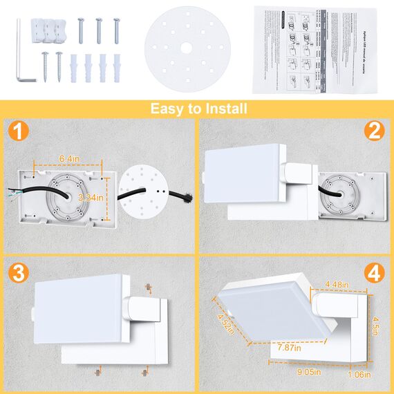 ledmo 4 Pack 60W Aussen Wandleuchten LED 5000 Lumen Weiß wandlampen Außen mit 360° Schwenkbar LED Panel Außenlampen Warmweiß 3000K Wasserdicht IP65 für Terrasse Eingang Garten