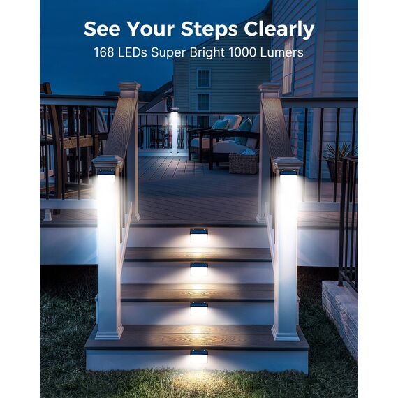 nipify Solarlampen für Außen mit Bewegungsmelder, 6 Stück 3 Modi Solarleuchten Aussenleuchte IP65 Wasserdichte, 168 LED Superhelle Solar Wandleuchte für Aussen Garage Wand
