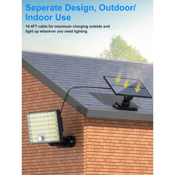 Solarlampen für Außen, 226 LED Solarleuchten Aussen mit Bewegungsmelder, 3 Modi Solar Strahler IP65 Wasserdichte, 180° Beleuchtungswinkel Solar Wandleuchte für Garten Garage mit 5m Kabel【1 Stück】