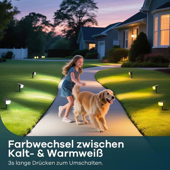 Linkind Solarlampen für Außen mit Bewegungsmelder Warmweiß & Kaltweiß, 60-LEDs Außenleuchte 800Lm mit Dauerlicht & Lade-anzeige, S-Klasse Akku Solarstrahler IP67 Bewegungslicht 8M/120°, 6 Stück