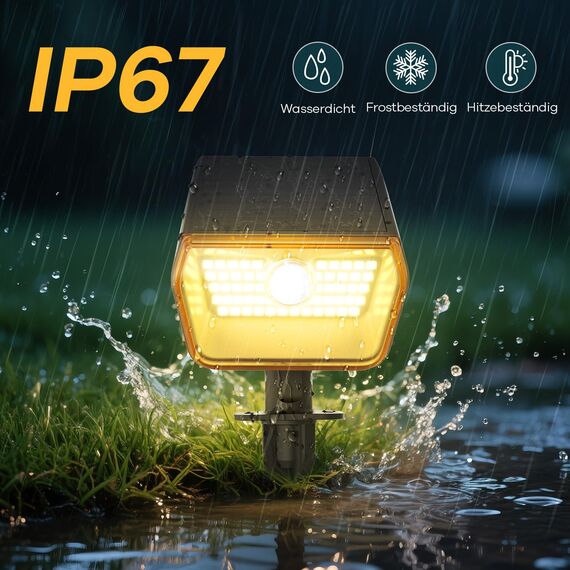 Linkind Solarlampen für Außen mit Bewegungsmelder Warmweiß & Kaltweiß, 60-LEDs Außenleuchte 800Lm mit Dauerlicht & Lade-anzeige, S-Klasse Akku Solarstrahler IP67 Bewegungslicht 8M/120°, 6 Stück