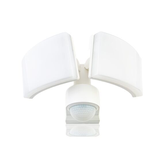 HUBER LED Strahler mit Bewegungsmelder 360° 2 x 20W, 4400lm - 3 Sensoren, Matrixlinsen und Bereichsbegrenzung, Wand und Eckmontage, IP65, weiß