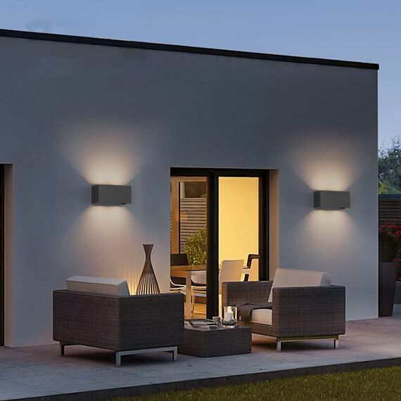 Klighten 24W LED Wandleuchte Innen/Außen,3000K Außenlampe Außenleuchte innen, IP65 Aussenleuchte Wand UP Down,Außenwandleuchte wandleuchte innen Mit Einstellbar Abstrahlwinkel Warmweiß,Schwarz