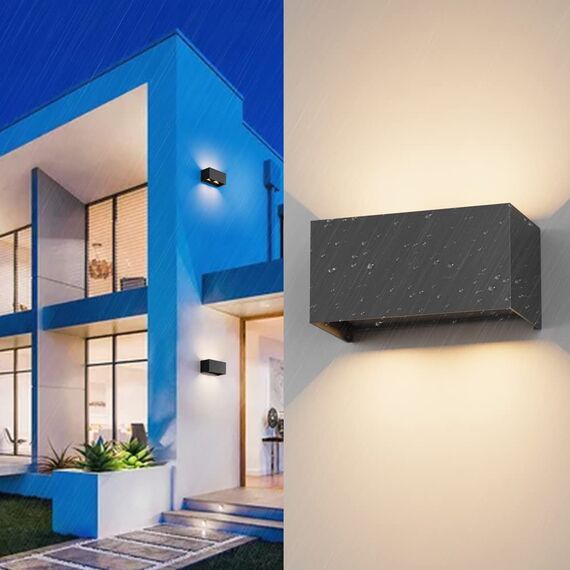 Klighten 24W LED Wandleuchte Innen/Außen,3000K Außenlampe Außenleuchte innen, IP65 Aussenleuchte Wand UP Down,Außenwandleuchte wandleuchte innen Mit Einstellbar Abstrahlwinkel Warmweiß,Schwarz