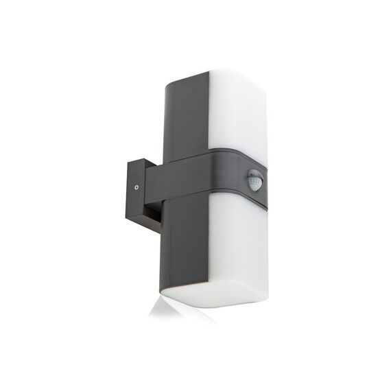 HUBER LED Wandlampe mit Bewegungsmelder 140° 20W, 3300lm I IP65 geschützte LED Außenleuchte mit Bewegungssensor I Wandleuchte innen, Tube, anthrazit