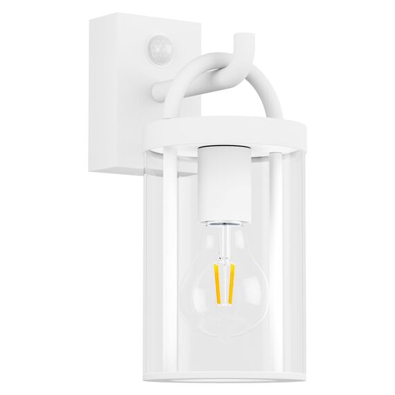 Klighten Außenwandleuchte Vintage Industrial, Weiß Wandleuchte Außen mit Bewegungsmelder, E27 Außenlampe, Aluminium Wandlampe Industrie, für Terrasse Garten Fassaden, 40W Max, IP44, ohne Leuchtmitte