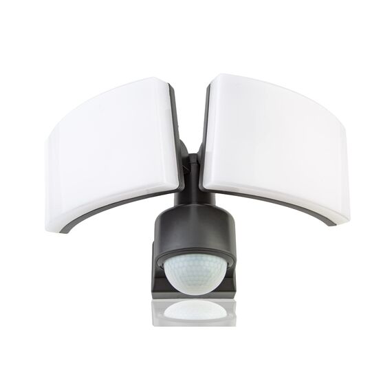 HUBER LED Strahler mit Bewegungsmelder 360° 2 x 20W, 4400lm - 3 Sensoren, Matrixlinsen und Bereichsbegrenzung, Wand und Eckmontage, IP65, anthrazit