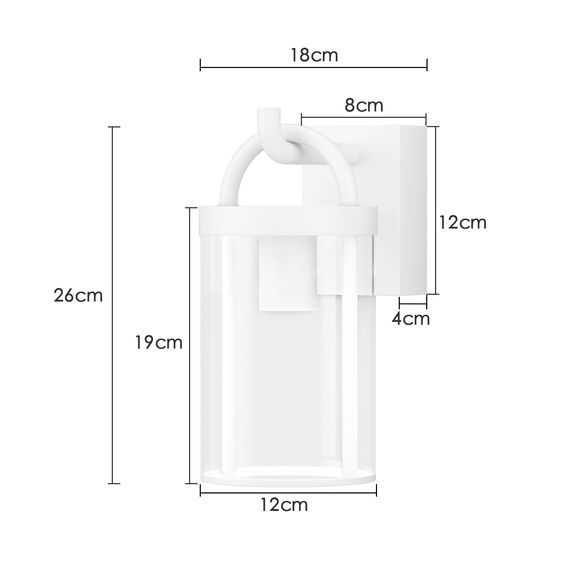 Klighten Außenwandleuchte Vintage, Weiß, Wandleuchte Aussen Industrial, Außenlampe Industrie, E27 Wandlampe, Aluminium Außenleuchte, für Terrasse Garten Fassaden, 40W Max, IP44, ohne Leuchtmittel