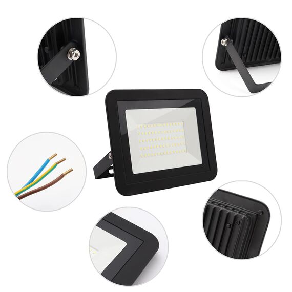 da LIGHT 50W LED Strahler Außen & Innen, 6000K Kaltweiß 4500lm Außenleuchte Superhell, Fluter Außenstrahler Flutlicht IP65, Scheinwerfer 230V für Garten, Garage, Sportplatz (4 Stück)