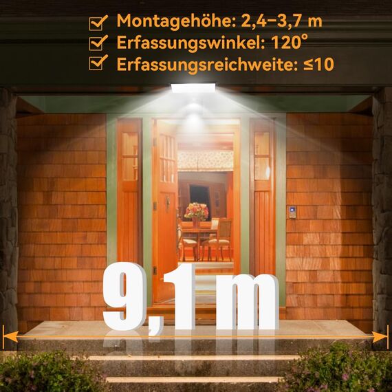 JESLED Solarlampen für Außen, 90 LED, Superhelle Solarleuchte mit Bewegungsmelder Sicherheitswandleuchte 4 Modi Wasserdichte Wandleuchte Garten.Batterie austauschbar, 2 Stück