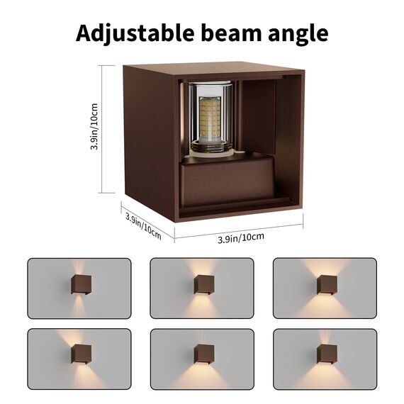 Klighten 2PCS Wandleuchte mit Austauschbarer G9 LED Lampe Warmweiß 3000K, Aluminium LED Wandlampe Innen/Aussen Einstellbar Abstrahlwinkel aussenbeleuchtung für Wohnzimmer Garten, Bronze