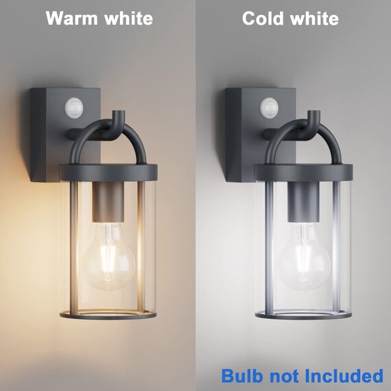 Klighten Außenwandleuchte Vintage Industrial, Außenlampe mit Bewegungsmelder, E27 Wandleuchte Außen, Aluminium Wandlampe Industrie, für Terrasse Garten, Anthrazit, 40W Max, IP44, ohne Leuchtmitte