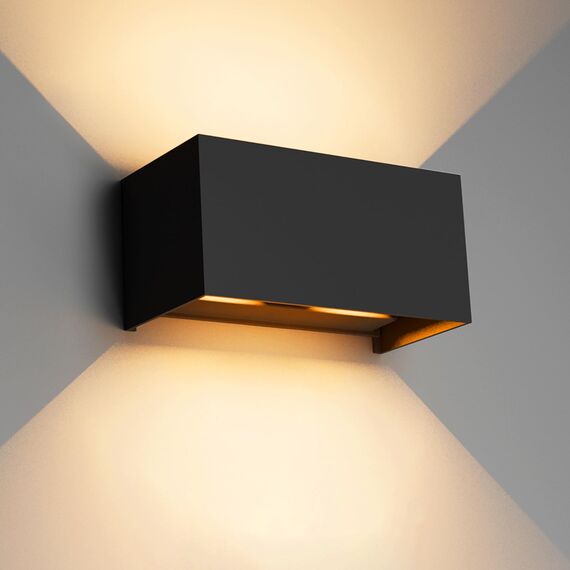 Klighten 24W LED Wandleuchte Innen/Außen,3000K Außenlampe Außenleuchte innen, IP65 Aussenleuchte Wand UP Down,Außenwandleuchte wandleuchte innen Mit Einstellbar Abstrahlwinkel Warmweiß,Schwarz