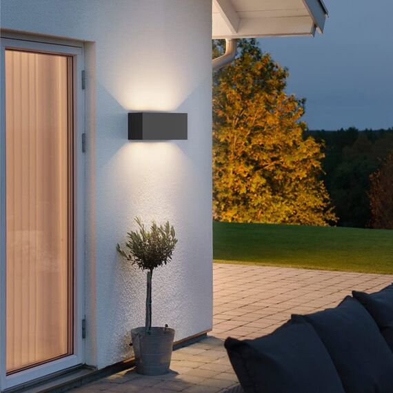 Klighten 24W LED Wandleuchte Innen/Außen,3000K Außenlampe Außenleuchte innen, IP65 Aussenleuchte Wand UP Down,Außenwandleuchte wandleuchte innen Mit Einstellbar Abstrahlwinkel Warmweiß,Schwarz