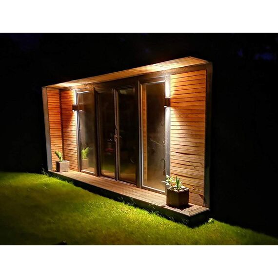 LASIDE 2er Set Aussenleuchte Aussenlampe Wand Eckig, GU10 Anthrazit Aluminium Up Down Außenlampe Außenleuchte, IP44 Spritzwassergeschützt Wandlampe Wandleuchte Lampe Aussen Außen Leuchte für Garten