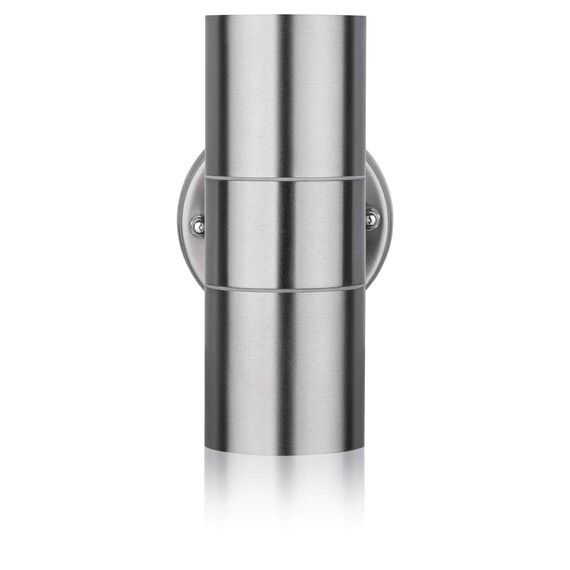 SEBSON Außenleuchte 2er Set - Wandleuchte Edelstahl up down - inkl. 4x GU10 LED Lampe 3W kaltweiß 6500K - LED Außenwandleuchte 230V