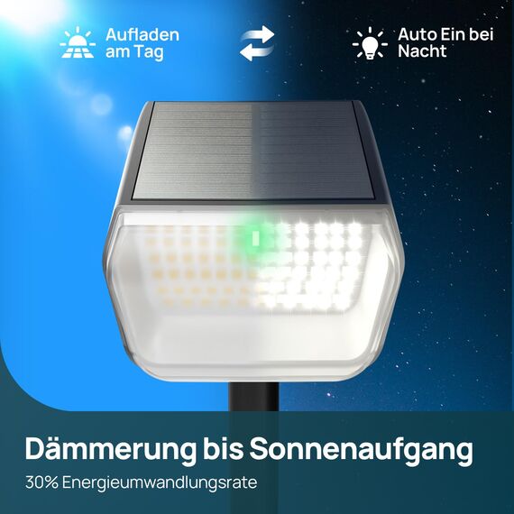 Linkind 60 Led Solarstrahler für außen Garten 800Lm, 6500K Tageslicht Gartenlampe mit Lade-Anzeige, 135°einstellbar Baumstrahler mit S-klasse Batterie, IP67 wetterfest Solar Baumbeleuchtung, 3 Stück