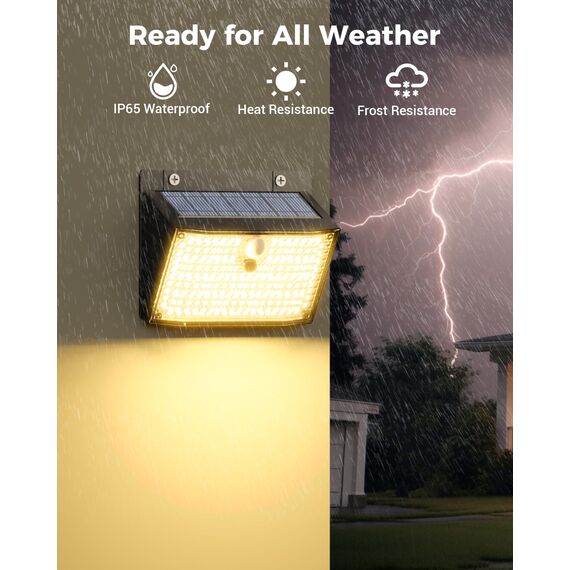 nipify Solarlampen für Außen mit Bewegungsmelder, 4 Stück 3 Modi Solarleuchten Aussenleuchte IP65 Wasserdichte, Superhelle Solar Wandleuchte für Aussen Garage Wand, Warmweiß