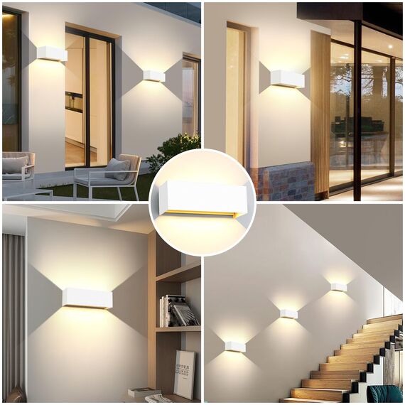 Kingwen 30W LED Wandleuchten Innen/Außen Wandlampe Aussen Auf und ab Einstellbarer Lichtstrahl 3000K Außenlampe Warmweiß LED Außenwandleuchte IP65 Wasserdichte
