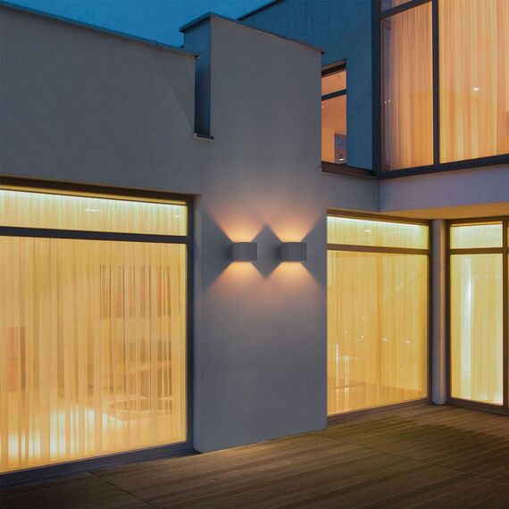 Klighten 2 Stücke LED Wandleuchte mit Austauschbarer G9 LED Lampe Warmweiß 3000K, Aluminium LED Wandlampe Innen/Aussen Einstellbar Abstrahlwinkel aussenbeleuchtung für Wohnzimmer Garten, Anthrazit