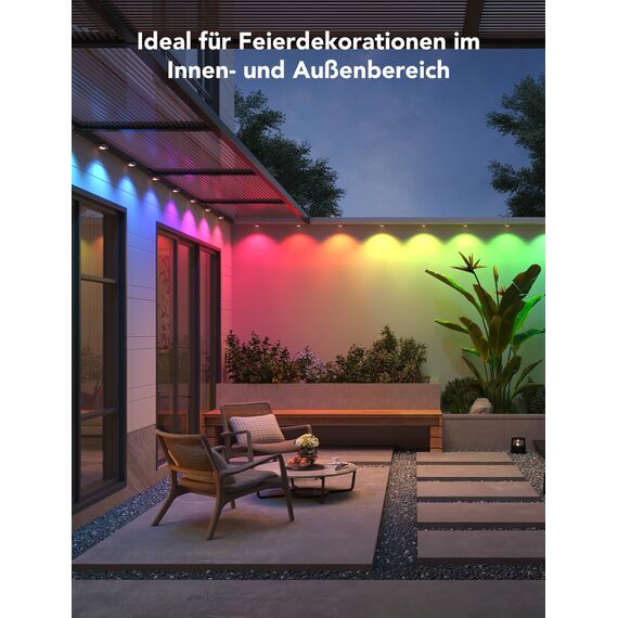 Govee Permanente Außenbeleuchtung Outdoor, RGBIC LED Strip mit 72 Szenenmodi, 30m mit 72 LED Trauflichter IP67 Wasserdicht für Party, Game Day,Tägliche Beleuchtung, Arbeit mit Alexa, Google Assistant