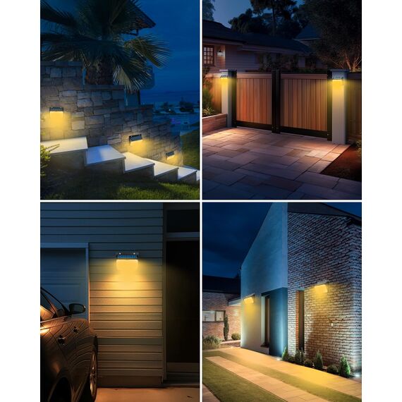 nipify Solarlampen für Außen mit Bewegungsmelder, 4 Stück 3 Modi Solarleuchten Aussenleuchte IP65 Wasserdichte, Superhelle Solar Wandleuchte für Aussen Garage Wand, Warmweiß