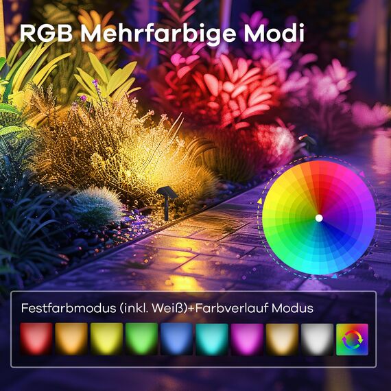 Linkind Halloween Bunte Solar Gartenleuchte für außen, RGB & Weiß 10 Modi Solar Außenlampen mit Ladeindikator & Ultra-lange Leuchtdauer, Winterfest Solarstrahler für Party, Weihnachten, 3 Stück