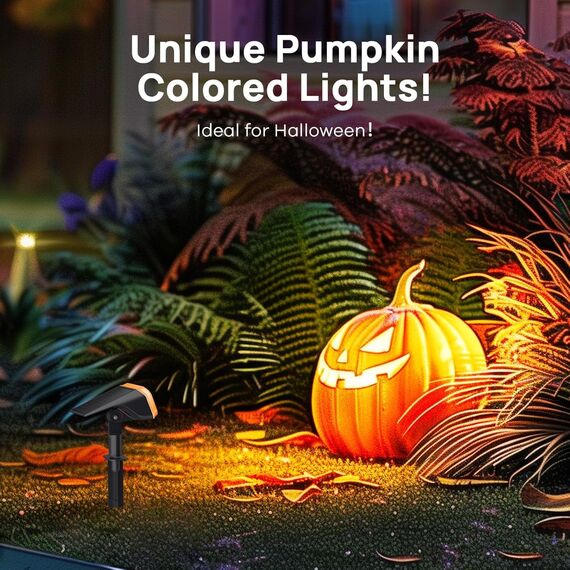 Linkind Bunt Solarlampen für Halloween, RGB & Weiß Solar Strahler Garten mit 10 Modi, Solar Außenleuchte 2 Montage, IP67 Außen Gartenstrahler für Party, Bäume, Vorgarten, Hof, 6 Stück