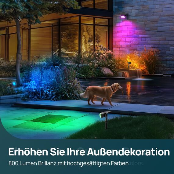 Linkind Halloween Bunte Solar Gartenleuchte für außen, RGB & Weiß 10 Modi Solar Außenlampen mit Ladeindikator & Ultra-lange Leuchtdauer, Winterfest Solarstrahler für Party, Weihnachten, 3 Stück