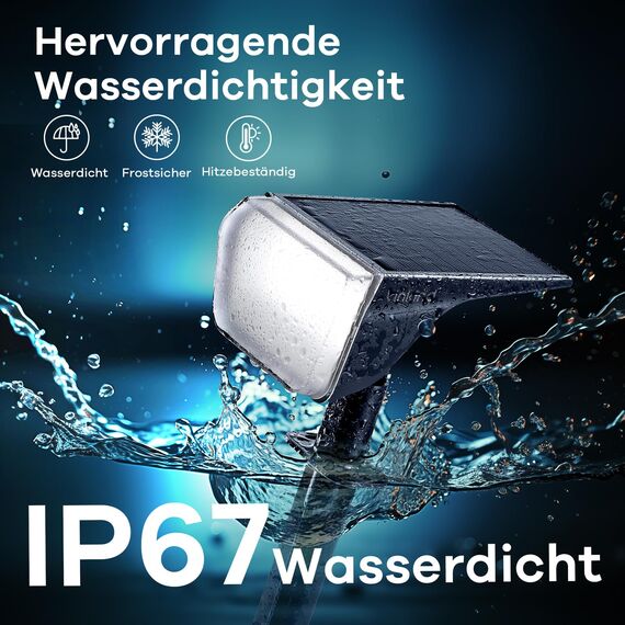 Linkind 60 Led Solarstrahler für außen Garten 800Lm, 6500K Tageslicht Gartenlampe mit Lade-Anzeige, 135°einstellbar Baumstrahler mit S-klasse Batterie, IP67 wetterfest Solar Baumbeleuchtung, 3 Stück