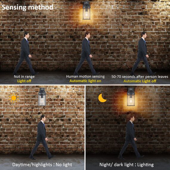 Klighten Außenwandleuchte Vintage Industrial, Außenlampe mit Bewegungsmelder, E27 Wandleuchte Außen, Aluminium Wandlampe Industrie, für Terrasse Garten, Anthrazit, 40W Max, IP44, ohne Leuchtmitte