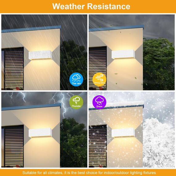 Kingwen 30W LED Wandleuchten Innen/Außen Wandlampe Aussen Auf und ab Einstellbarer Lichtstrahl 3000K Außenlampe Warmweiß LED Außenwandleuchte IP65 Wasserdichte