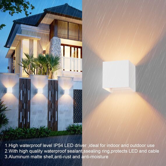 Klighten 2 Pack Wandleuchte mit Austauschbarer G9 LED Lampe Warmweiß 3000K, Aluminium LED Wandlampe Innen/Aussen Einstellbar Abstrahlwinkel aussenbeleuchtung für Wohnzimmer Garten, Weiß